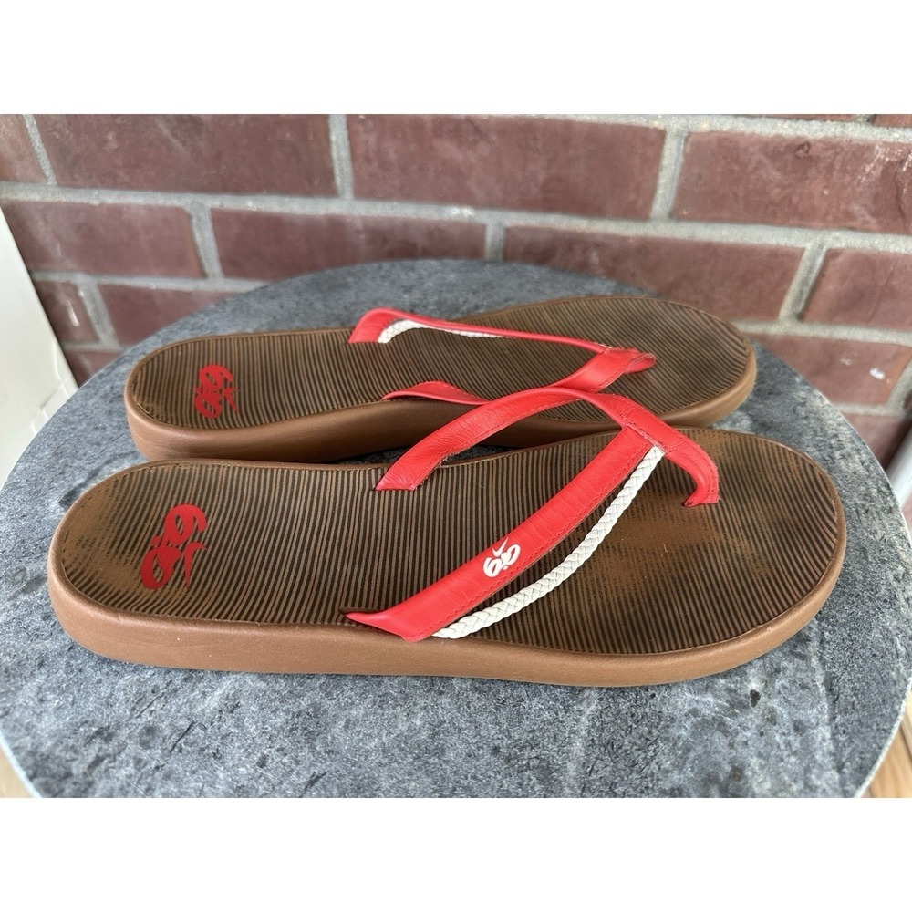 Nike 6.0 Womens Size 8 Red White Flip Flop Sandals Shoes